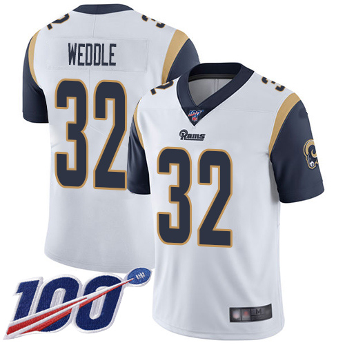 Los Angeles Rams #32 Eric Weddle White Men's Stitched 100th Season Vapor Limited Jersey Men's