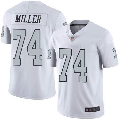 Las Vegas Raiders #74 Kolton Miller White Men's Stitched Limited Rush Jersey Men's