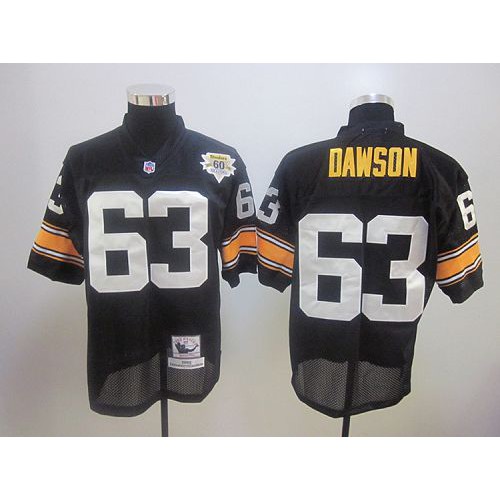 60TH Mitchell And Ness Pittsburgh Steelers #63 Dermontti Dawson Black Stitched Jersey Men's