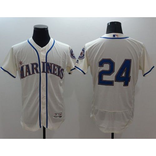 Seattle Mariners #24 Ken Griffey Cream Flexbase Authentic Collection Stitched Jersey Men's