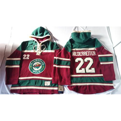 Minnesota Wild #22 Nino Niederreiter Red Sawyer Hooded Sweatshirt Stitched Jersey Men's