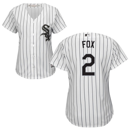 Chicago White Sox #2 Nellie Fox White(Black Strip) Home Women's Stitched Jersey Womens