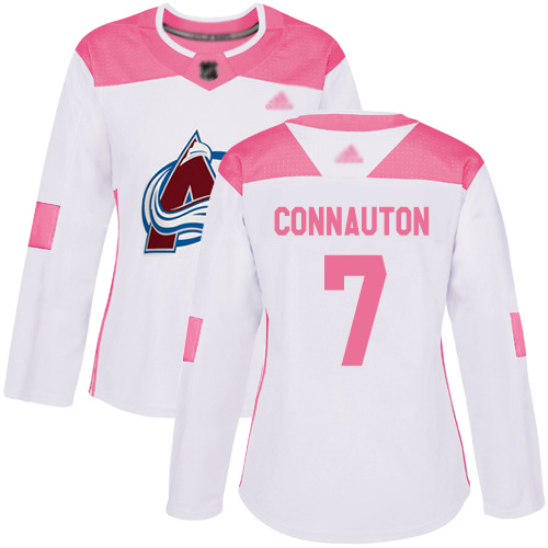 Adidas Colorado Avalanche #7 Kevin Connauton White/Pink Authentic Fashion Women's Stitched Jersey Womens