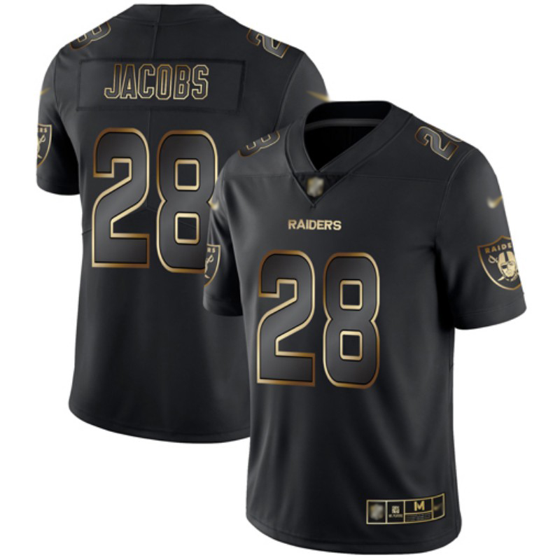 Raiders #28 Josh Jacobs Black/Gold Men's Stitched Vapor Untouchable Limited Jersey