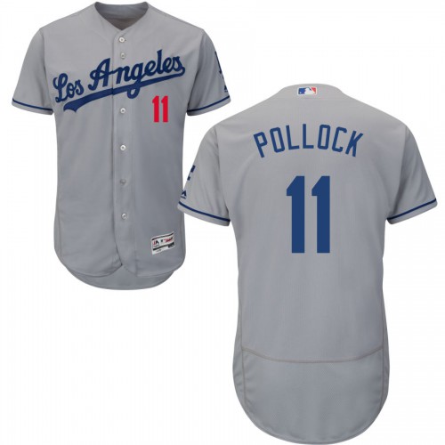 Los Angeles Los Angeles Dodgers #11 A.J. Pollock Grey Flex Base Stitched Jersey Men's