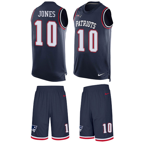 Patriots #10 Mac Jones Edelman Navy Blue Team Color Men's Stitched Limited Tank Top Suit Jersey
