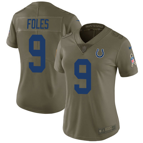 Colts #9 Nick Foles Olive Women's Stitched Limited 2017 Salute To Service Jersey