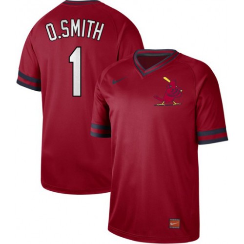 St.Louis Cardinals #1 Ozzie Smith Red Authentic Cooperstown Collection Stitched Jersey Men's