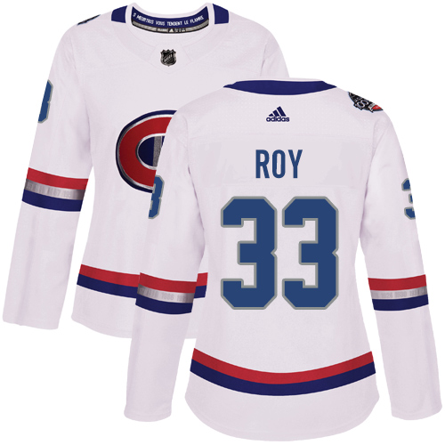 Adidas Montreal Canadiens #33 Patrick Roy White Authentic 2017 100 Classic Women's Stitched Jersey Womens