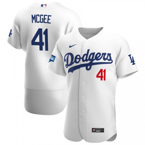Los Angeles Los Angeles Dodgers #41 Jake McGee Men's White Home 2020 World Series Champions Authentic Player Jersey Men's