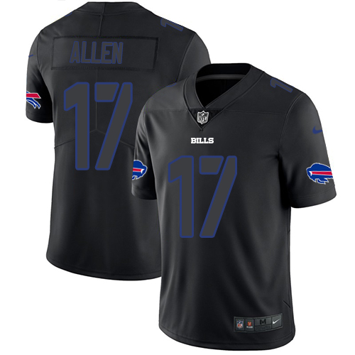Bills #17 Josh Allen Black Men's Stitched Limited Rush Impact Jersey