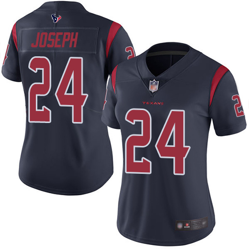 Houston Texans #24 Johnathan Joseph Navy Blue Women's Stitched Limited Rush Jersey Womens