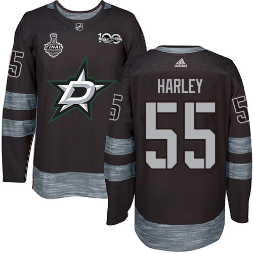 Adidas Dallas Stars #55 Thomas Harley Black 1917-2017 100th Anniversary 2020 Stanley Cup Final Stitched Jersey Men's