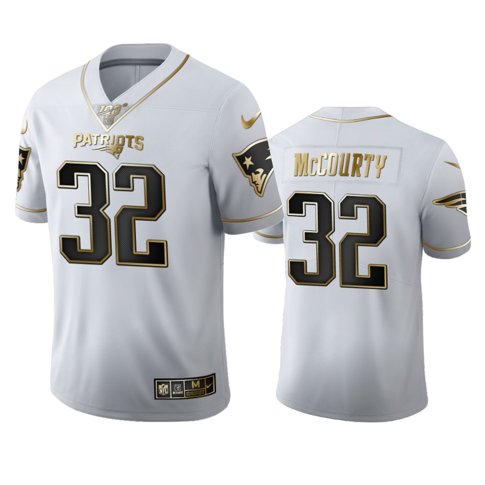 New England Patriots #32 Devin Mccourty Men's White Golden Edition Vapor Limited 100 Jersey