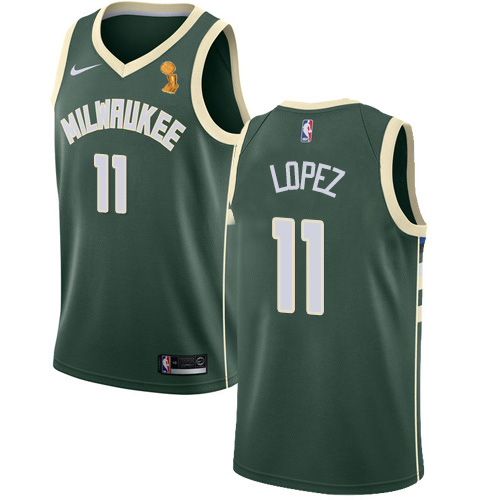 Milwaukee Bucks #11 Brook Lopez Womens 2021 Finals Champions Swingman Icon Edition Jersey Green Womens
