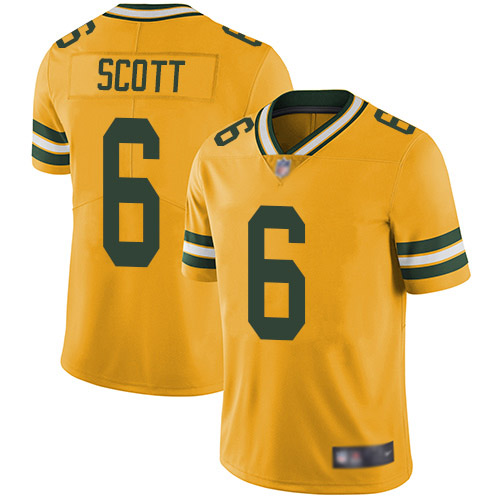 Green Bay Packers #6 JK Scott Yellow Youth Stitched Limited Rush Jersey Youth