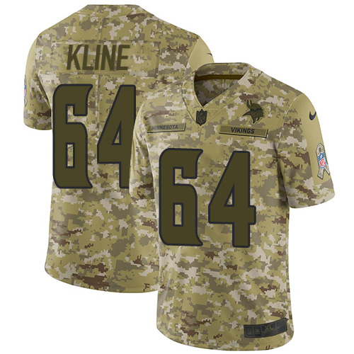 Minnesota Vikings #64 Josh Kline Camo Men's Stitched Limited 2018 Salute To Service Jersey Men's