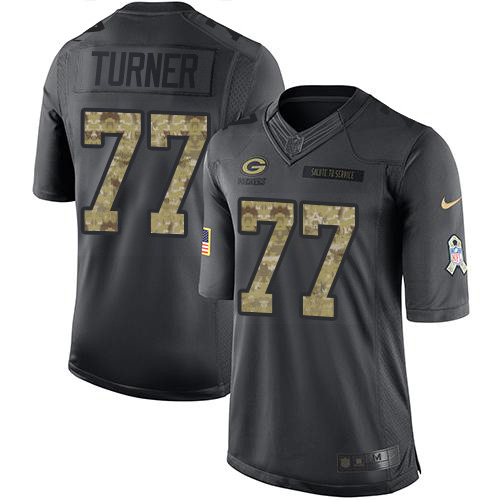 Green Bay Packers #77 Billy Turner Black Men's Stitched Limited 2016 Salute To Service Jersey Men's