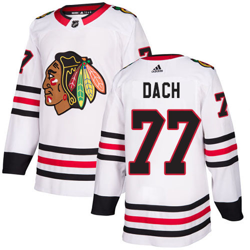 Adidas Chicago Blackhawks #77 Kirby Dach White Road Authentic Stitched Jersey Men's
