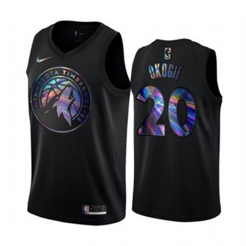 Minnesota Timberwolves #20 Josh Okogie Mens Iridescent Holographic Collection Jersey - Black Mens