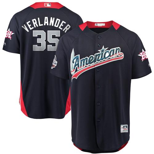 Houston Astros #35 Justin Verlander Navy Blue 2018 All-Star American League Stitched Jersey Men's