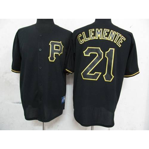 Pittsburgh Pirates #21 Roberto Clemente Black Fashion Stitched Jersey Men's
