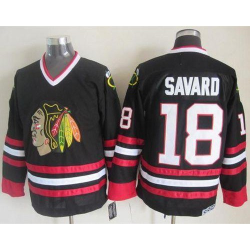 Chicago Blackhawks #18 Denis Savard Black CCM Throwback Stitched Jersey Men's