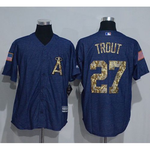 Los Angeles Angels of Anaheim #27 Mike Trout Denim Blue Salute to Service Stitched Jersey Men's