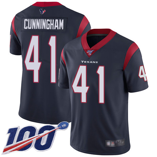 Houston Texans #41 Zach Cunningham Navy Blue Team Color Men's Stitched 100th Season Vapor Limited Jersey Men's