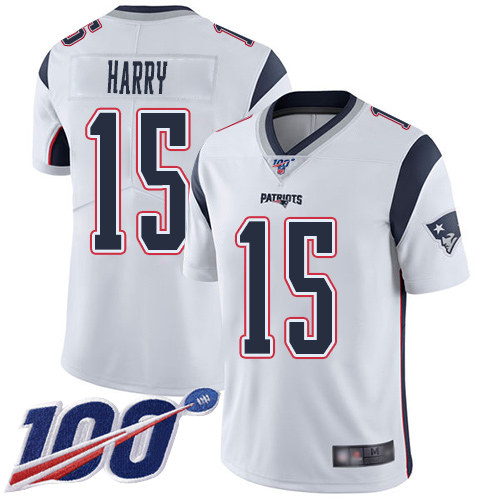 New England Patriots #15 N'Keal Harry White Men's Stitched 100th Season Vapor Limited Jersey Men's