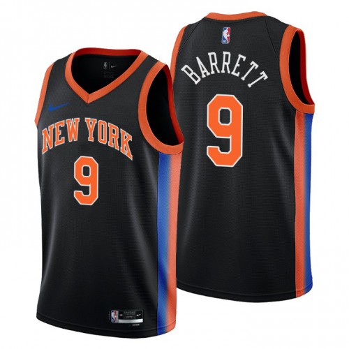 New York Knicks #9 R.J. Barrett Mens 2022-23 City Edition Jersey - Cherry Blossom Black Mens