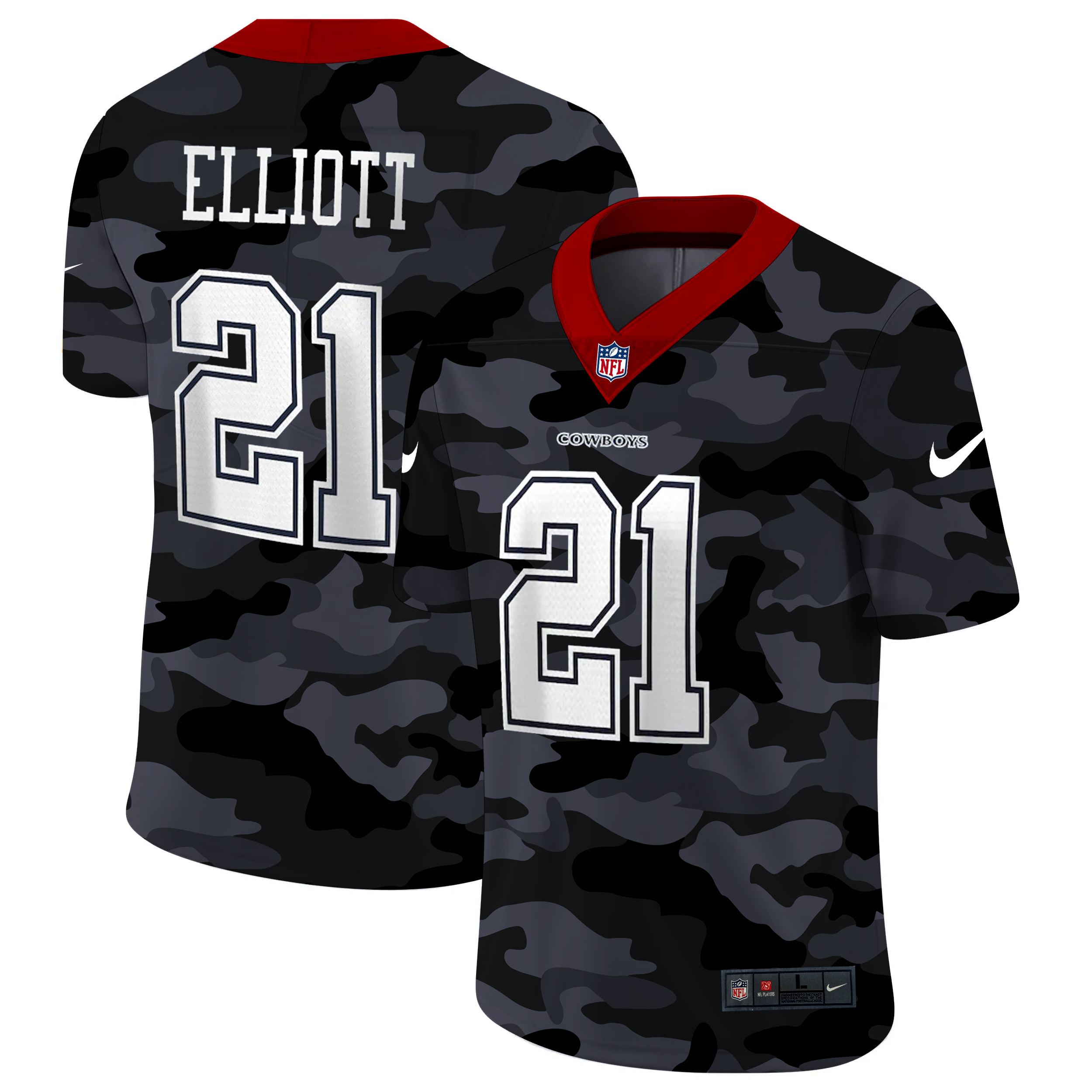 Dallas Cowboys #21 Ezekiel Elliott Men's 2020 Black CAMO Vapor Untouchable Limited Stitched Jersey