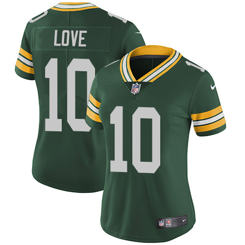 Packers #10 Jordan Love Green Team Color Women's Stitched Vapor Untouchable Limited Jersey