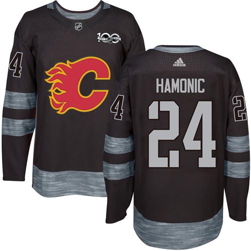 Adidas Calgary Flames #24 Travis Hamonic Black 1917-2017 100th Anniversary Stitched Jersey Men's