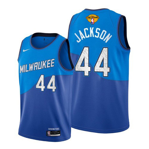 Milwaukee Bucks #44 Justin Jackson Mens 2021 Finals Bound City Edition Jersey Blue Mens