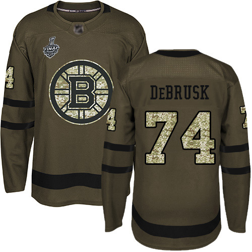 Adidas Boston Bruins #74 Jake DeBrusk Green Salute to Service Stanley Cup Final Bound Stitched Jersey Men's