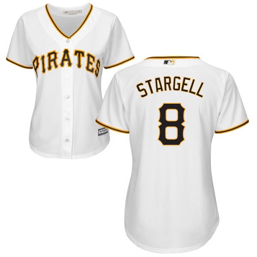 Pittsburgh Pirates #8 Willie Stargell White Home Women's Stitched Jersey Womens