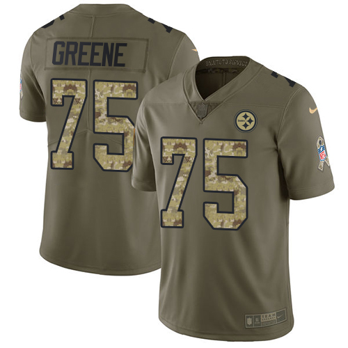 Pittsburgh Steelers #75 Joe Greene Olive/Camo Youth Stitched Limited 2017 Salute to Service Jersey Youth
