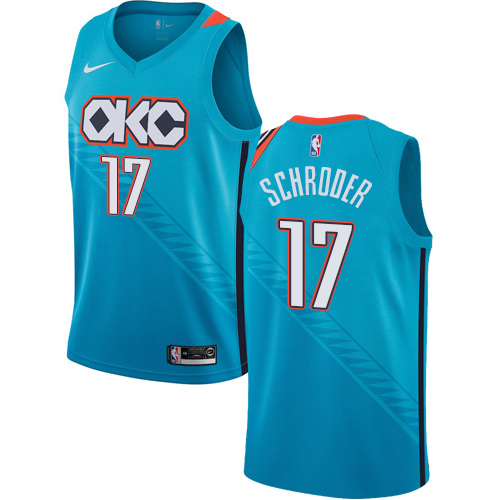 Oklahoma City Thunder #17 Dennis Schroder Turquoise Swingman City Edition 2018/19 Jersey Mens