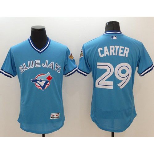 Toronto Blue Jays #29 Joe Carter Light Blue Flexbase Authentic Collection Cooperstown Stitched Jersey Men's