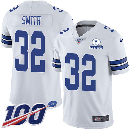 Dallas Cowboys #32 Saivion Smith White Men's Stitched With Established In 1960 Patch 100th Season Vapor Untouchable Limited Jersey Men's