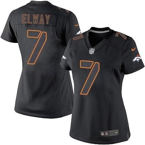 Broncos #7 John Elway Black Impact Women's Stitched Limited Jersey