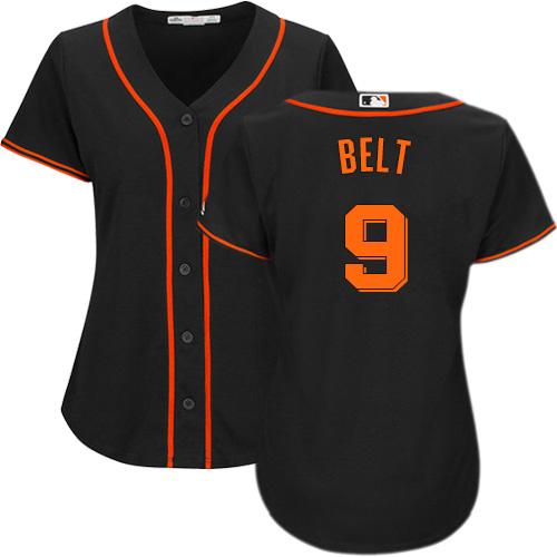 San Francisco Giants #9 Brandon Belt Black Alternate Women's Stitched Jersey Womens