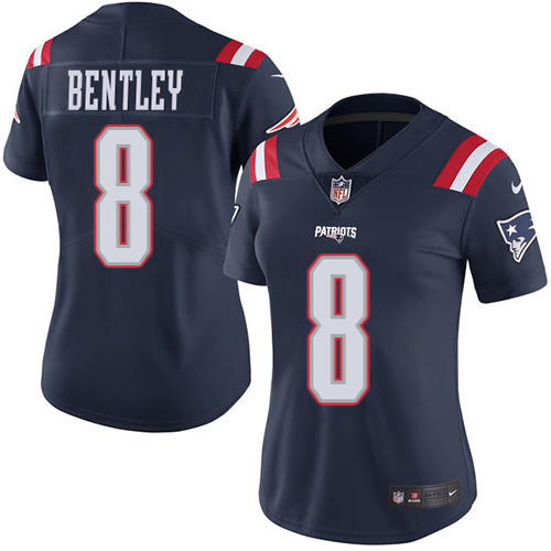 Patriots #8 Ja'Whaun Bentley Navy Blue Women's Stitched Limited Rush Jersey