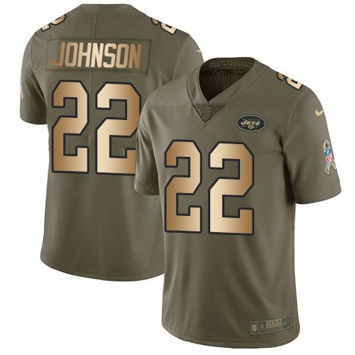 New York Jets #22 Trumaine Johnson Olive/Gold Youth Stitched Limited 2017 Salute to Service Jersey Youth