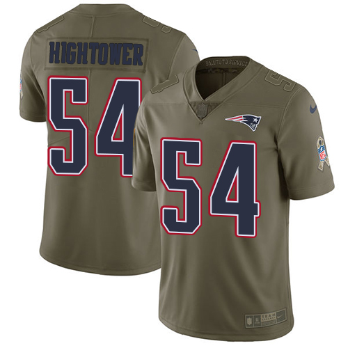 New England Patriots #54 Dont'a Hightower Olive Youth Stitched Limited 2017 Salute to Service Jersey Youth
