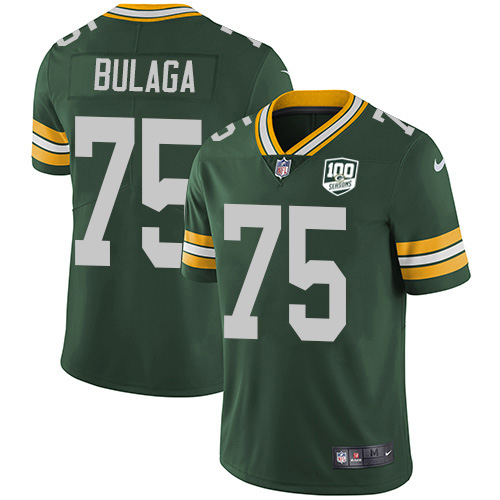 Green Bay Packers #75 Bryan Bulaga Green Team Color Men's 100th Season Stitched Vapor Untouchable Limited Jersey Men's