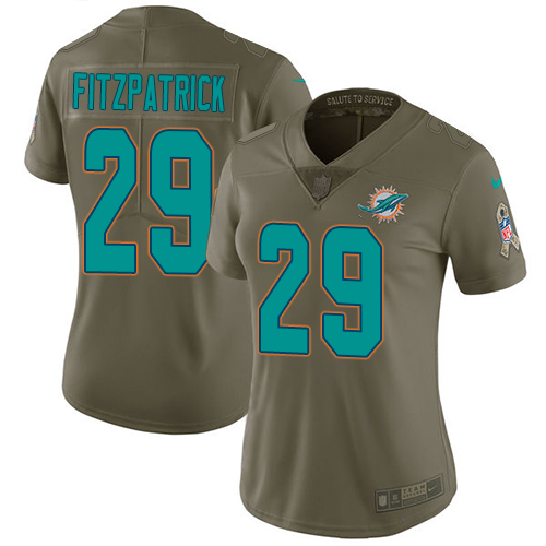 Miami Dolphins #29 Minkah Fitzpatrick Olive Women's Stitched Limited 2017 Salute to Service Jersey Womens