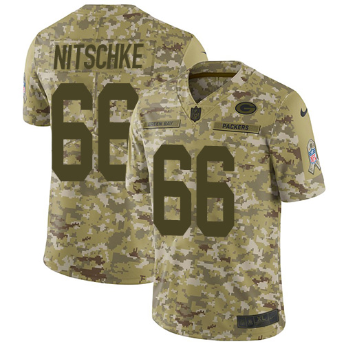Green Bay Packers #66 Ray Nitschke Camo Men's Stitched Limited 2018 Salute To Service Jersey Men's