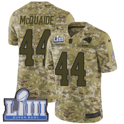 Los Angeles Rams #44 Jacob McQuaide Camo Super Bowl LIII Bound Youth Stitched Limited 2018 Salute to Service Jersey Youth